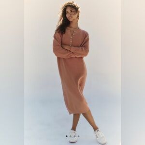 Cozy Pink Button-Up Knit Dress